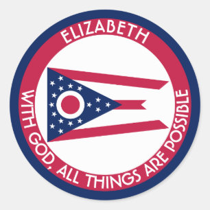 Adesivo Redondo Ohio Burgee O Estado Buckeye Bandeira Personalizad