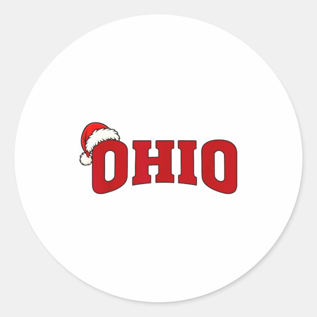 Adesivo Redondo Ohio Christmas Santa Hat Retro Throwback Souvenir  (Frente)