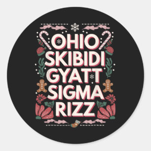 Adesivo Redondo Ohio Skibidi Gyatt Sigma Rizz Geração Alpha Natal