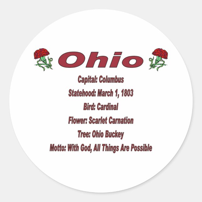 Adesivo Redondo Ohio State Info Sticker (Frente)
