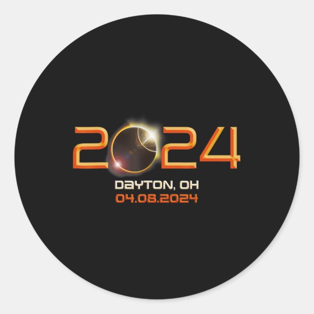 Adesivo Redondo Ohio Total Solar Eclipse 2024 1 (Frente)