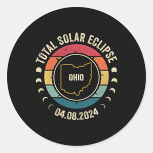 Adesivo Redondo Ohio Total Solar Eclipse 2024 American Totality Ap