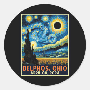 Adesivo Redondo Ohio Total Solar Eclipse 2024 Starry Night Van Gog