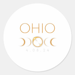 Adesivo Redondo Ohio Total Solar Eclipse abril 8 2024 Ohio Solar E