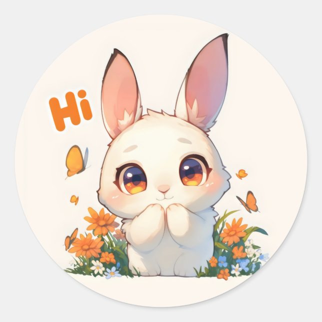 Adesivo Redondo Oi Anime Bunny Cute (Frente)