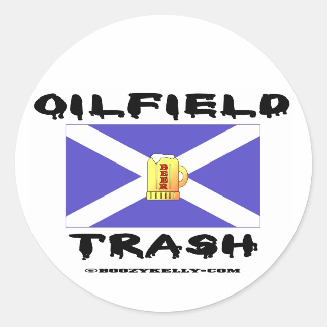 Adesivo Redondo Oilfield Trash, Scottish, Sticker, Oil (Frente)