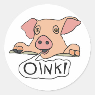 Adesivo Redondo Oink Pig