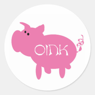 Adesivo Redondo Oink Pink Pig Camisetas e presentes