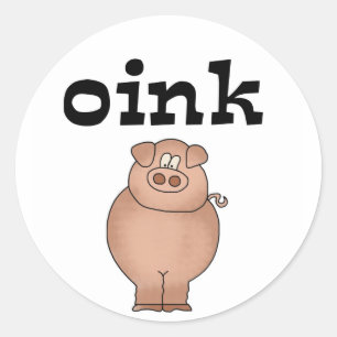 Adesivo Redondo Oink t-shirt e presentes do porco