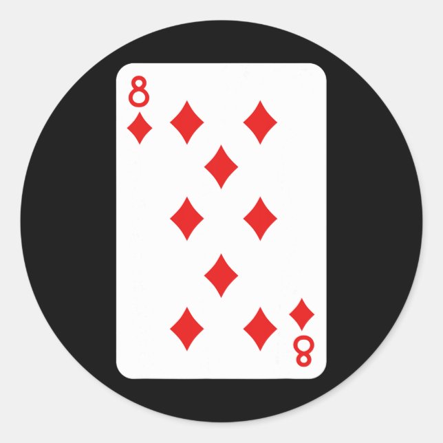 Adesivo Redondo Oito Diamantes Jogando Cartões Figurino De Hallowe (Frente)