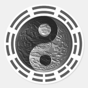 Adesivo Redondo Oito Trigramas Yin Yang Dragão Embutido