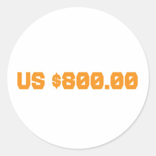 Adesivo Redondo Oitocentos dólares