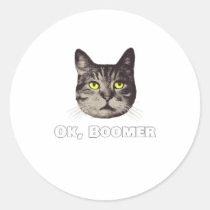 Adesivo Redondo Ok Boomer Cat Shirt Geração de Gatos Oka