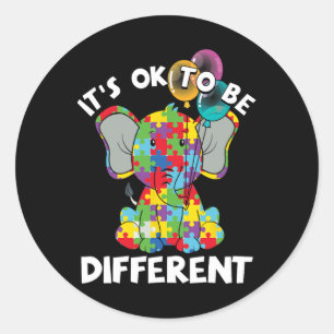 Adesivo Redondo Ok Seja Diferente Autista Elefante Bylloons Autism