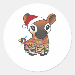 Adesivo Redondo Okapi Christmas Snow Winter Animais Okapis