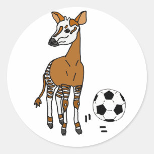 Adesivo Redondo Okapi engraçado que joga desenhos animados do