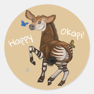 Adesivo Redondo Okapi feliz!