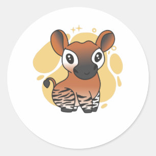 Adesivo Redondo Okapi Waldgiraffe Zebra Kawaii Okapis Sweet