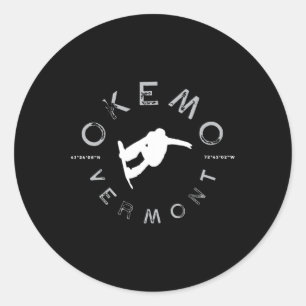 Adesivo Redondo Okemo Mountain Vermont Graphic Vintage Snowboard T
