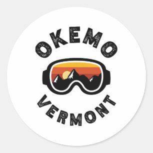 Adesivo Redondo Okemo Skiing Snowboard Em Vermont