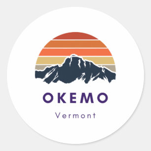 Adesivo Redondo Okemo Vermont Skiing Snowboard Hikers Oferece