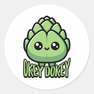 Adesivo Redondo Okey Dokey Artichokey! Cute Artichoke Pun
