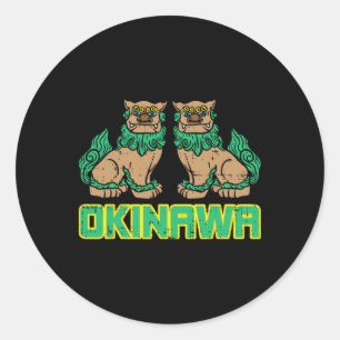 Adesivo Redondo Okinawa Guardian Lion Shisa Japão Marcial