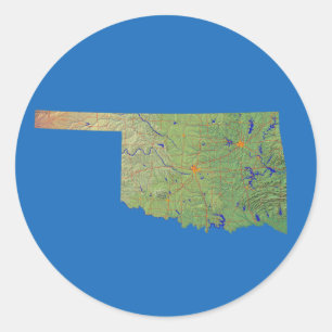 Adesivo Redondo Oklahoma Map Sticker