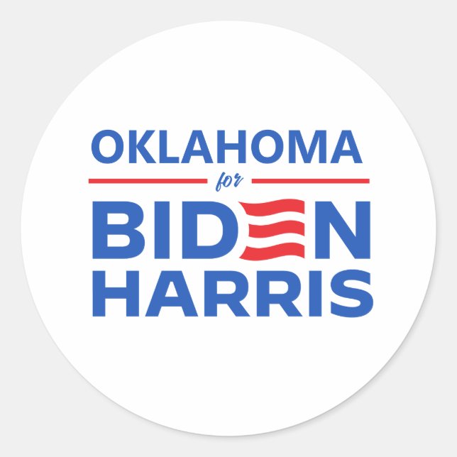 Adesivo Redondo Oklahoma para Biden Harris (Frente)