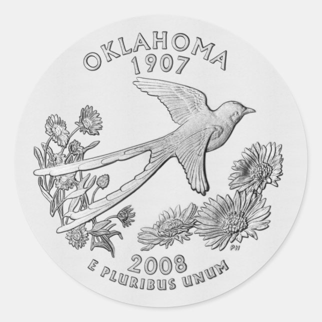 Adesivo Redondo Oklahoma Quarter Sticker (Frente)