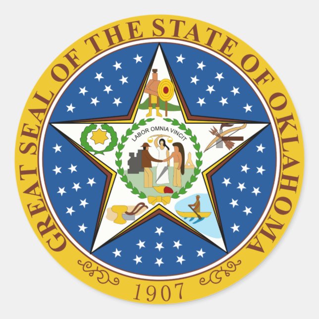 Adesivo Redondo Oklahoma State Seal (Frente)