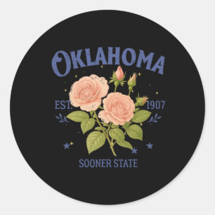 Adesivo Redondo Oklahoma State Viajante Amante Viagem da Cidade Na