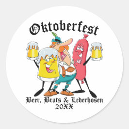Adesivo Redondo Oktoberfest Beer Brats & Lederhosen