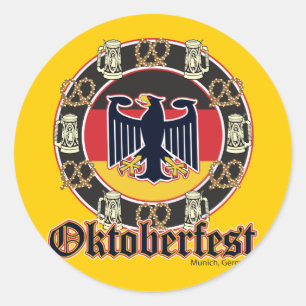 Adesivo Redondo Oktoberfest Beer e Pretzels