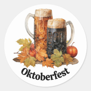 Adesivo Redondo Oktoberfest Beer Mugs Stickers