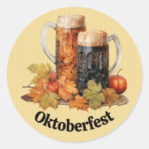 Adesivo Redondo Oktoberfest Beer Mugs Stickers