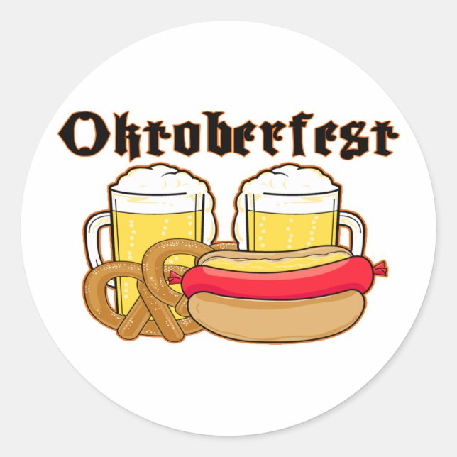 Adesivo Redondo Oktoberfest Bratwurst & Beer (Frente)