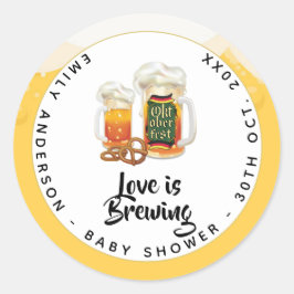Adesivo Redondo Oktoberfest Chá de fraldas Baby is Breing BEER PRE
