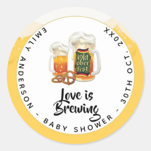 Adesivo Redondo Oktoberfest Chá de fraldas Baby is Breing BEER PRE