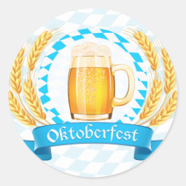 Adesivo Redondo Oktoberfest Frothy Beer Mug