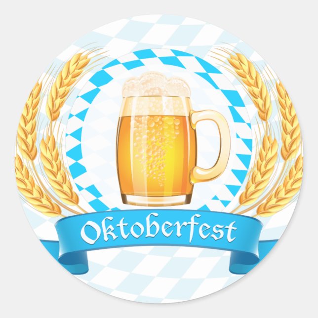 Adesivo Redondo Oktoberfest Frothy Beer Mug (Frente)