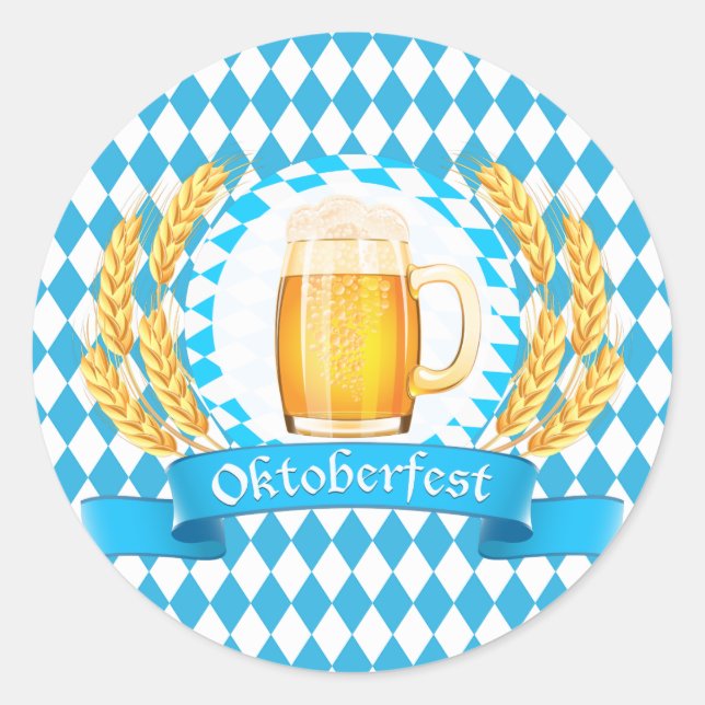 Adesivo Redondo Oktoberfest Frothy Beer Mug (Frente)