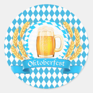 Adesivo Redondo Oktoberfest Frothy Beer Mug