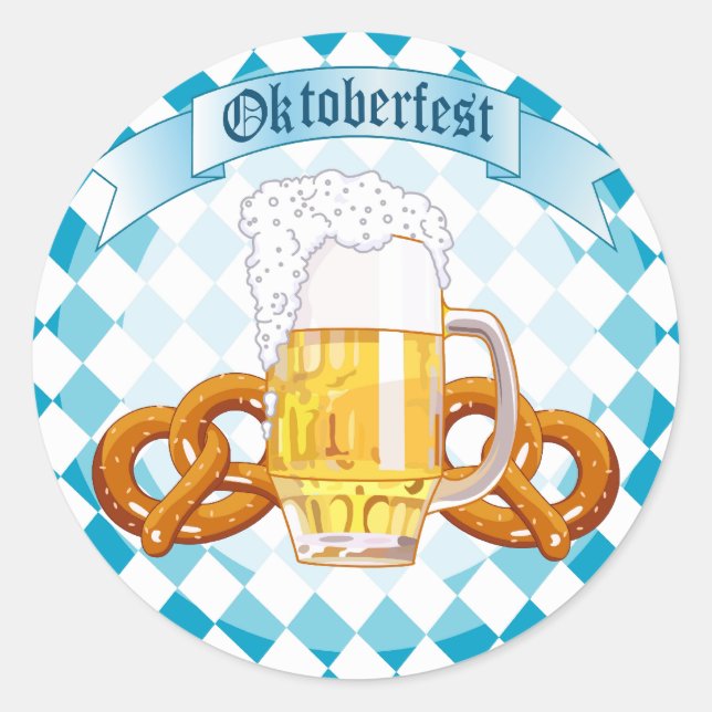 Adesivo Redondo Oktoberfest Pretzels & Beer (Frente)