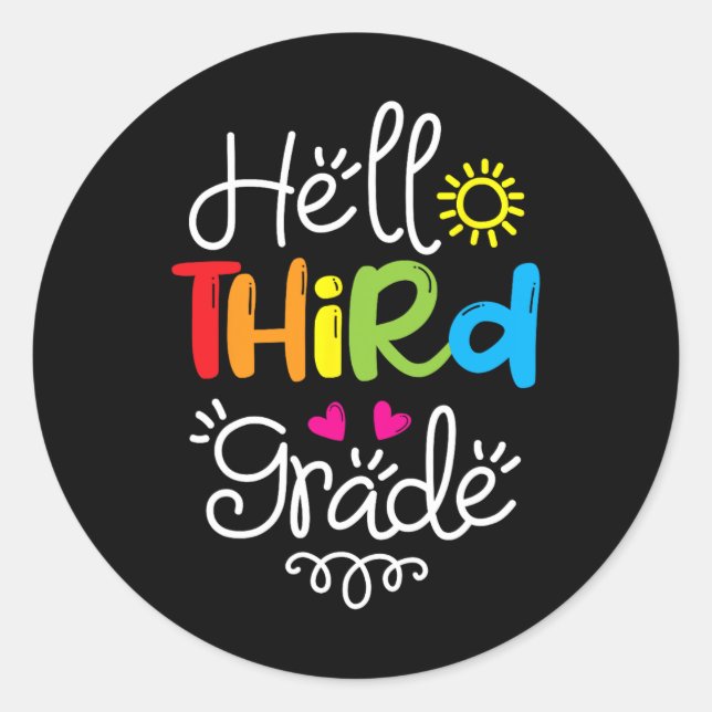 Adesivo Redondo Olá, 3º ano de diversão, 3º ano de volta à Escola  (Frente)