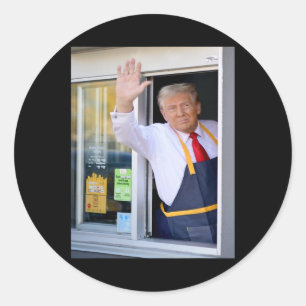 Adesivo Redondo Olá, Arranje Seu Burger Donald Trump Cozinheiros.