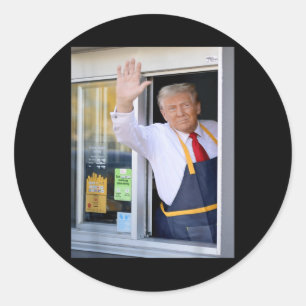 Adesivo Redondo Olá, Arranje Seu Burger Donald Trump Cozinheiros.