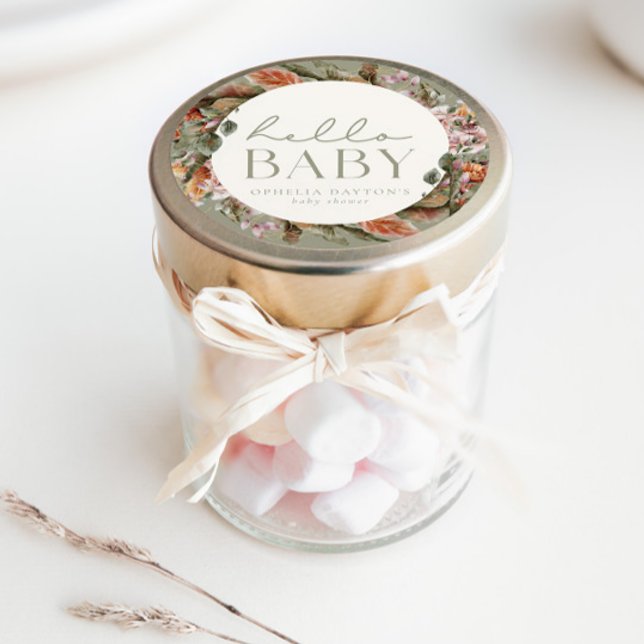 Adesivo Redondo OLÁ BABY | Boho Sage Favor (Criador carregado)