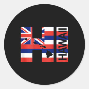 Adesivo Redondo Olá Bandeira das Ilhas Havaianas