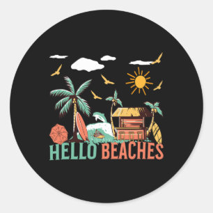 Adesivo Redondo Olá Beaches Hello Summer Good